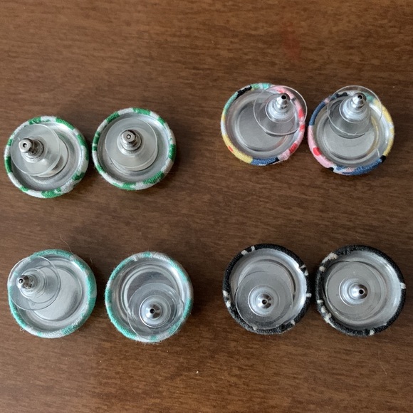 Set of Four Button Earrings - Picture 2 of 4